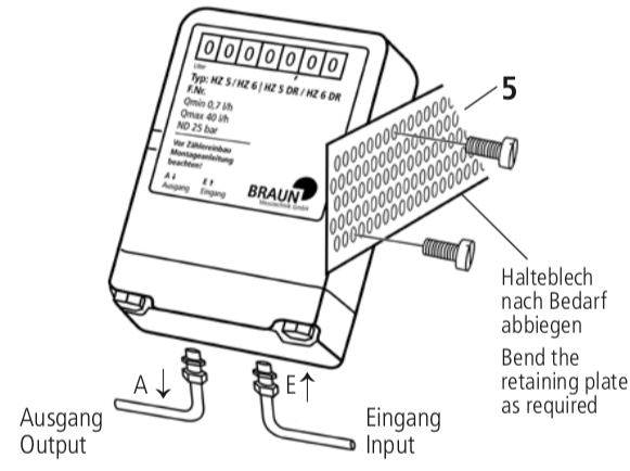 Instructions de montage du compteur d'huile HZ 5 / HZ 6 et HZ 5 DR / HZ 6 DR