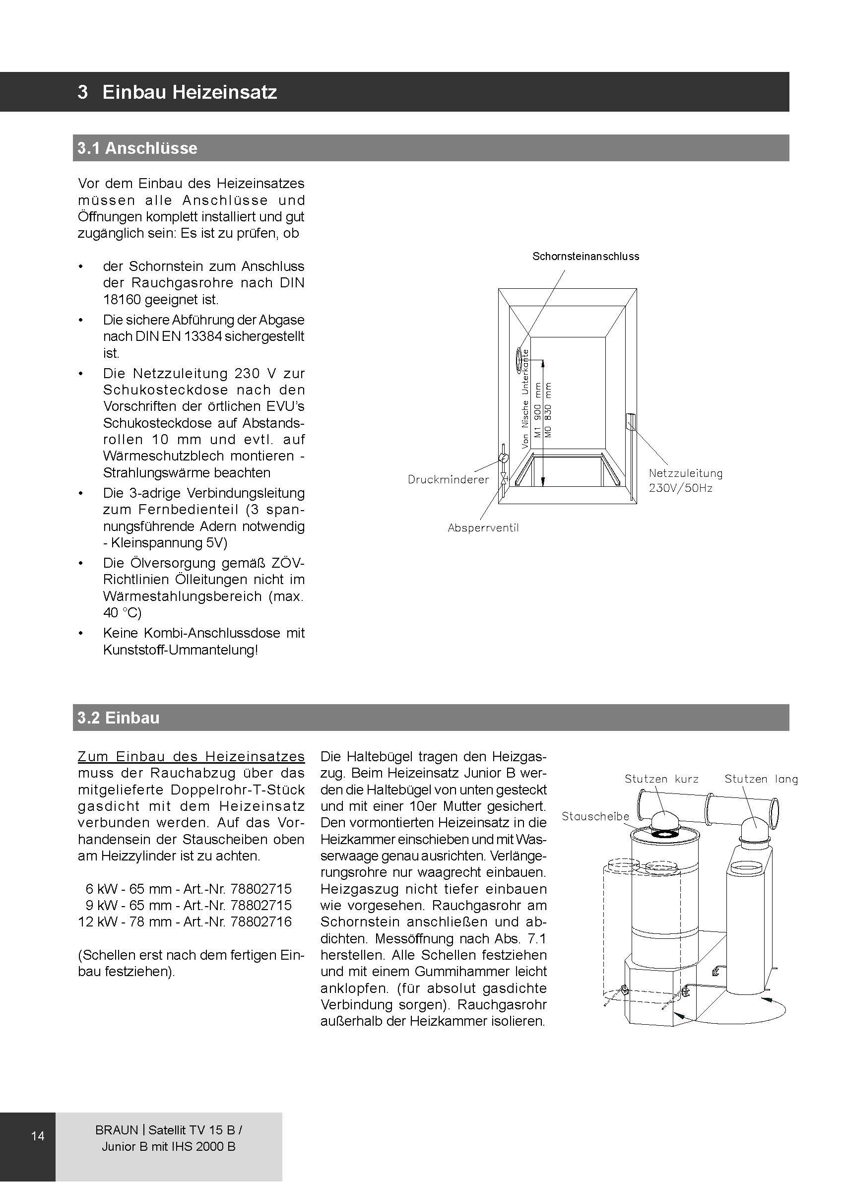 Junior B Und Satellit TV 15 B Bedienungsanleitung - Braun Messtechnik ...