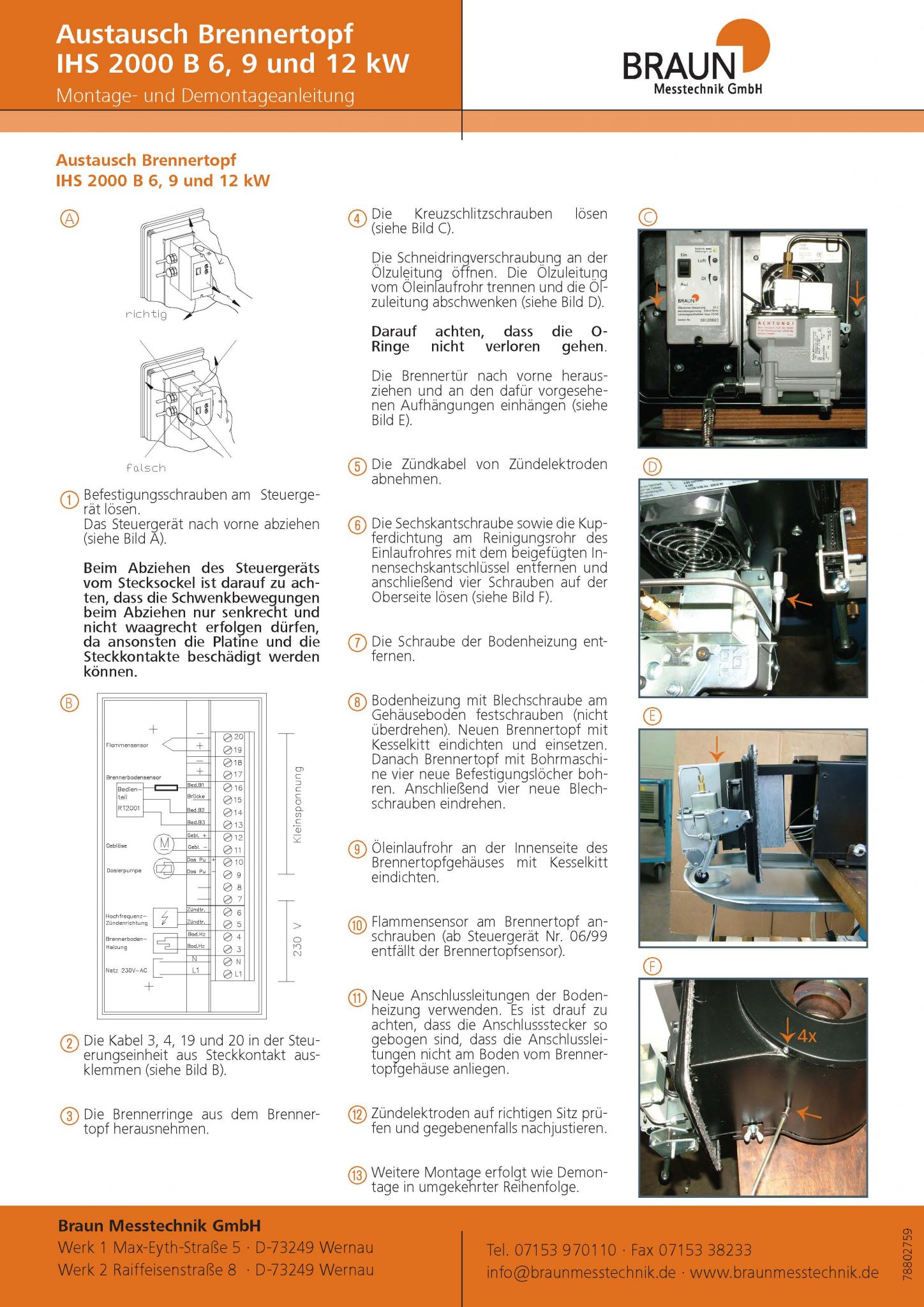 Brennertopf IHS 2000 B 6 KW, 9 KW Und 12 KW Montageanleitung - Braun ...